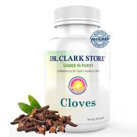 Dr Clark Cloves Healthcare Supplement - Natural Digestive Health, 500 mg, 100 Pure Gelatin Capsules