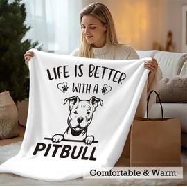 Foyoulame Pitbull Blanket, Pit Bull Gifts Blanket Throw, Gifts for Pit Bull Lovers Women Men, PitbullDog Mom Gifts for Women Blankets Decor, Life is Better with a Pitbull Blankets Bed Throw 50x60 in