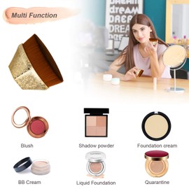 Endoto Foundation Makeup Brush Flat Top High-Density Magic Hexagon Face Kabuki Brush for Flawless Powder, Blending Liquid or Cream Cosmetics with Portable Case