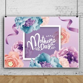 Mothers Day Backdrop 12x8ft Large Happy Mother's Day Photo Background for Photography Flower Mothers Day Party Decorations Banner Studio Photo Booth Props