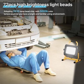 HYPERLITE HYPERLITE LED Work Light 5000Lumen: 50W Waterproof Flood Light - Portable Work Light with 6.6FT Cord and Switch for Job Site Garage Workshop Car Repairing Indoor Outdoor Lighting