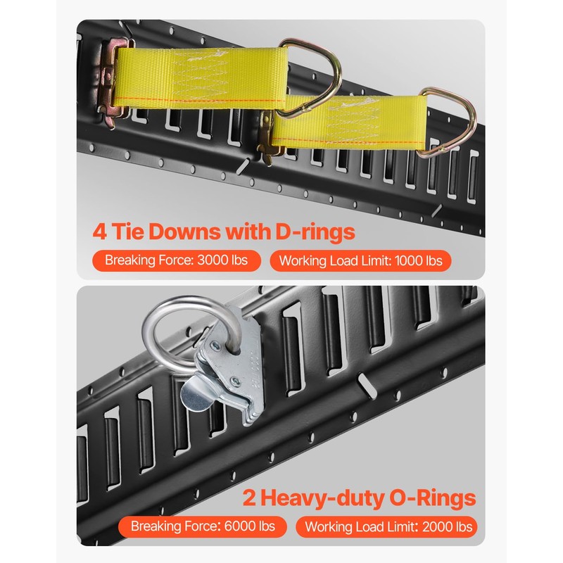 VEVOR E-Track Tie-Down Rail Kit, 5' E Tracks Set, 16Pcs