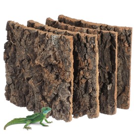Gatuida 4Pcs Cork Bark Background for Reptile Enclosure, Fish Tank Decor, Turtle Climbing Platform, Gecko Lizard Chameleon Aquarium Ornament, 15x15cm