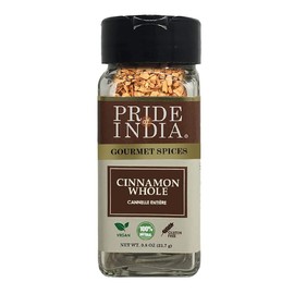 Pride of India - PACK of 6 - Cinnamon Bark Whole 0.8 oz (22.67 gm) Small Dual Sifter Bottle |Freshly Sourced from India |Gourmet Whole Spice |Strong Aroma |Perfect for Cooking & Baking|Easy to Use