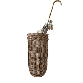 PFLife: Wicker Umbrella Stand Indoor, Umbrella Holder for Entryway, Natural & Handmade Rattan Umbrella Stand for Storing Umbrellas, Walking Sticks & Walking Canes, Drip Tray, Mudroom