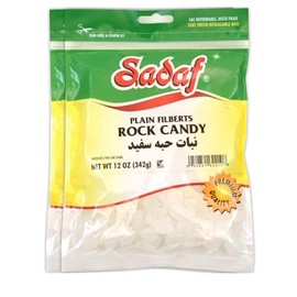 Sadaf Rock Candy Plain Filberts - Rock Candy for Tea and Beverages - Food Flavoring Candy Rocks - Classic Sweet Delight - 12 oz Resealable Bag (Pack of 2)