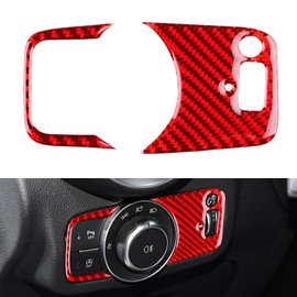 FXETRNL Headlight Switch Button Frame Real Carbon Fiber Covers for Alfa Romeo Giulia(2015-2016), for Stelvio(2017-2024), Protect Decor Stickers Interior Car Accessories, Red
