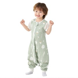 Nivolltha Super Soft 0.5 TOG Sleep Sack with Legs, Side Open Toddler Sleep Sack with Feet, Lightweight Summer Wearable Blanket for Toddler, Foliage, M