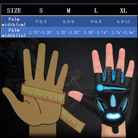 JTENG MTB Gloves, Half Finger Summer Cycling Gloves for Men and Women, Shockproof Gel, Breathable, Comfortable, Non-Slip, Suitable for Motorcycles, Bikes, MTB Gym (M, Blue)