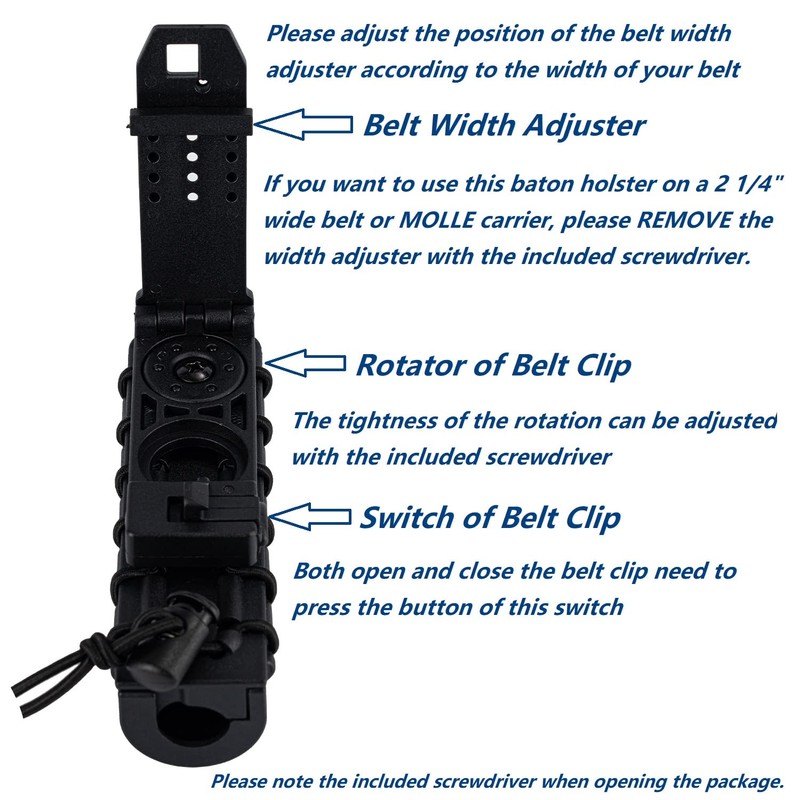 Dotacty Baton Holder w/ 360 Degree Rotating Duty Belt/MOLLE Vest