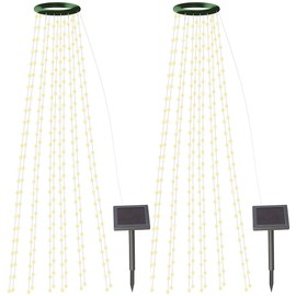 Lunartec Solar Fairy Lights Tree: Set of 2 Solar Christmas Tree Throw Fairy Lights, 12 Garlands, 300 LEDs (Solar Fairy Lights Christmas Tree, Christmas Tree Lights Solar)