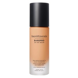 bareMinerals Barepro 24HR Wear Matte Liquid Foundation Mineral SPF 20, Full Coverage Matte Finish, Breathable Makeup for Face, Vegan (Med. 30 Warm)