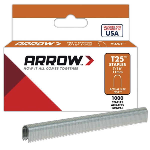 Arrow Fastener 257 Genuine T25/T2025 7/16-Inch Staples, 1,000-Pack