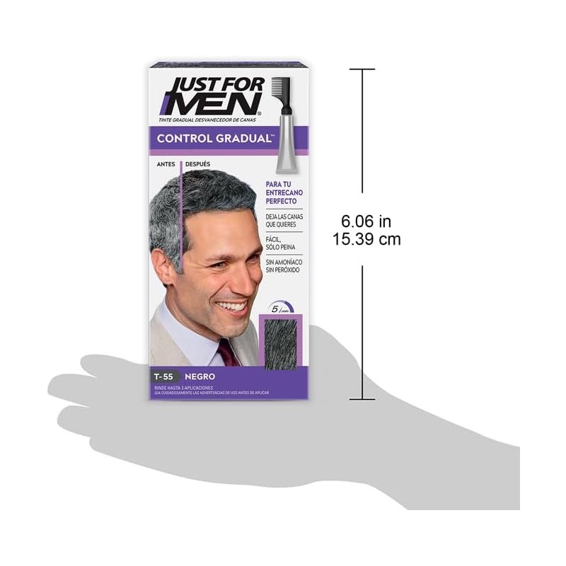 Just For Men Tinte Control Gradual, Gel para Hombre, Negro