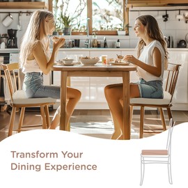 Codi Chair Cushions for Dining Chairs Set of 6, Kitchen and Indoor Room Seat Cushion | 16x17 inch, with Ties and Washable Covers, Beige - 6 Pack