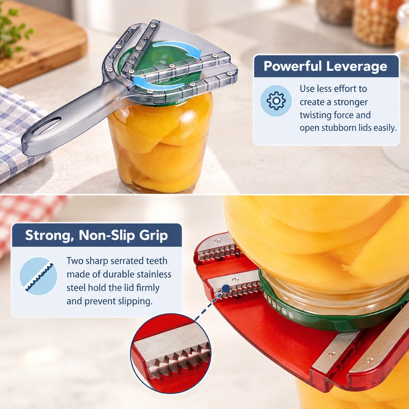 Adjustable Jar Opener for Weak Hands – Easy-Grip Manual Lid