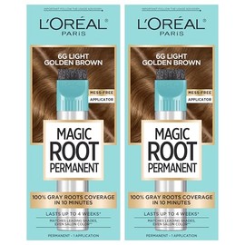 L'Or?l Paris L'Or?l Paris Magic Root Permanent Hair Color, 10 Minute Hair Dye Kit to Rescue Roots with 100% Gray Hair Coverage, Light Golden Brown, 2 Pack (Packaging May Vary)