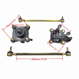 ZTDZZH Front Wheel Steering Assembly For 50cc - 100cc water-cooling ATV .include：Right and Left Spindle ，Right and Left Tie Rod End，Right and Left Wheel Hub and Drum.