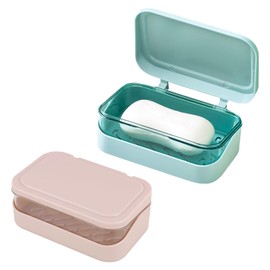 Pack of 2 Soap Dish for the Shower, Double Layer Draining Soap Dish, Soap Dishes with Drip Tray, Premium Soap Container for Home or Travel in the Bathroom Kitchen