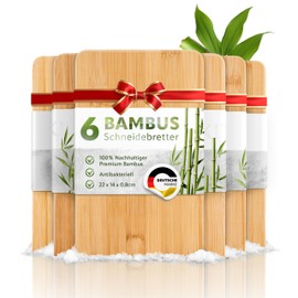 Exitoso® Chopping Boards Set of 6 Bamboo Breakfast Board Kitchen Board Made of Wood 22 x 14 cm Wooden Board Snack Board Bread Board