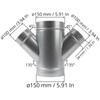 6" Inch to 4" inch Branches W-Shape Ducting Splitter -