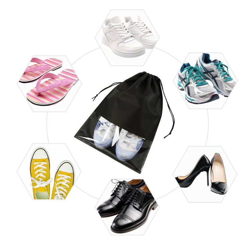 15Pcs Black Shoe Storage Bags Non-Woven Dust-Proof Bags 44x32cm/17.32×12.60inch Large