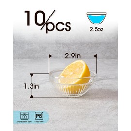 beroca 2.9in Mini Glass Pinch Bowls, 2.5oz Small Prep Bowl, Mini Ingredient Bowls for Spices Sauce, Stackable Dipping Bowl