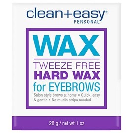 Clean + Easy Tweeze Free Hard Wax for Eyebrows No Strip Natural Hair Removal 1 Ounce