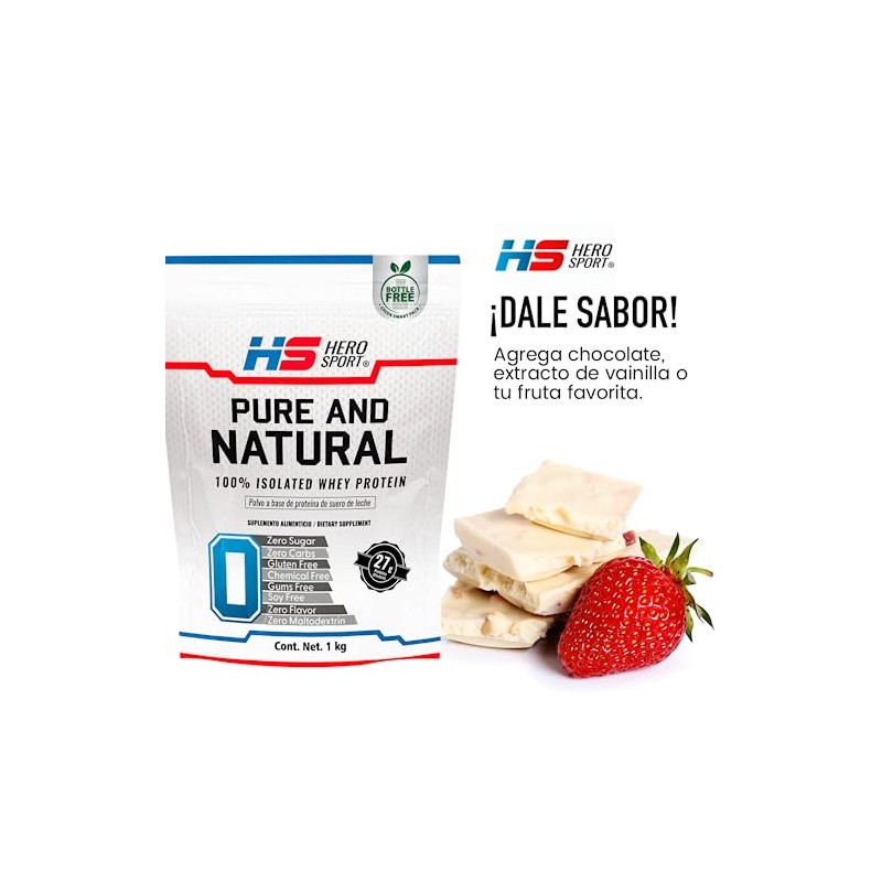 HS HERO SPORT Protein Pure and Natural 1kg. 100 Protena