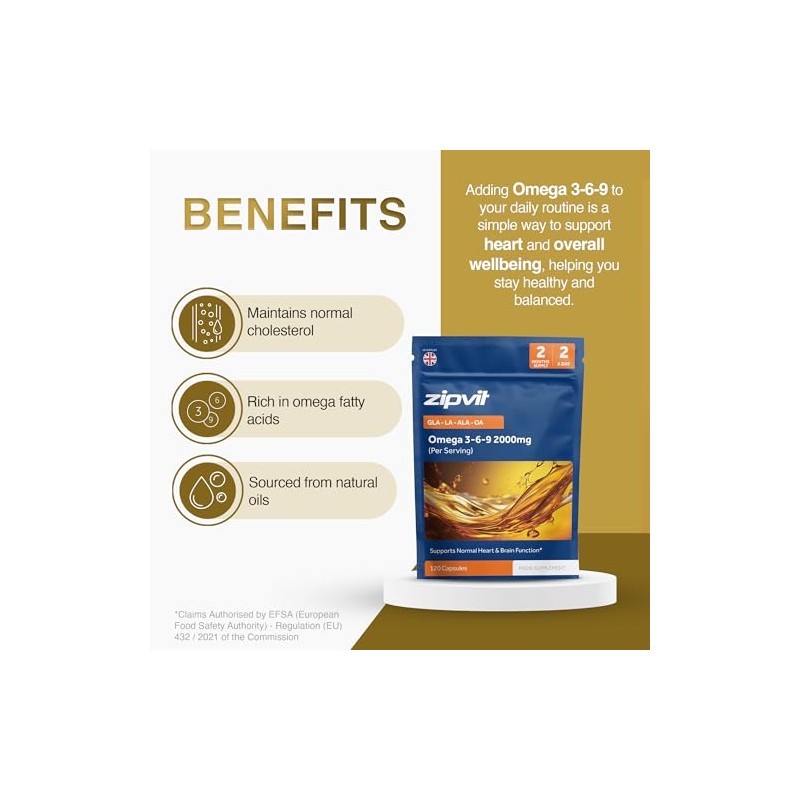 Zipvit Omega 3 6 9 Capsules 2000mg, 120 Cold Pressed