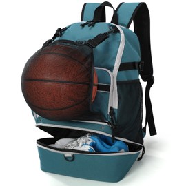 MIER Basketball Backpack Bags Sports Gym Backpacks with Shoe Compartment and Ball Holder for Adult Men Large Soccer Volleyball Football Equipment Gear Bag, Green
