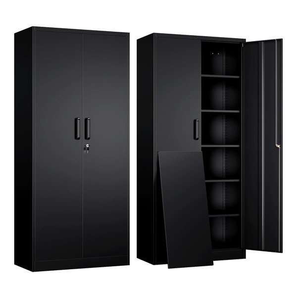 Yizosh Metal Garage Storage Cabinet with 2 Doors and 5