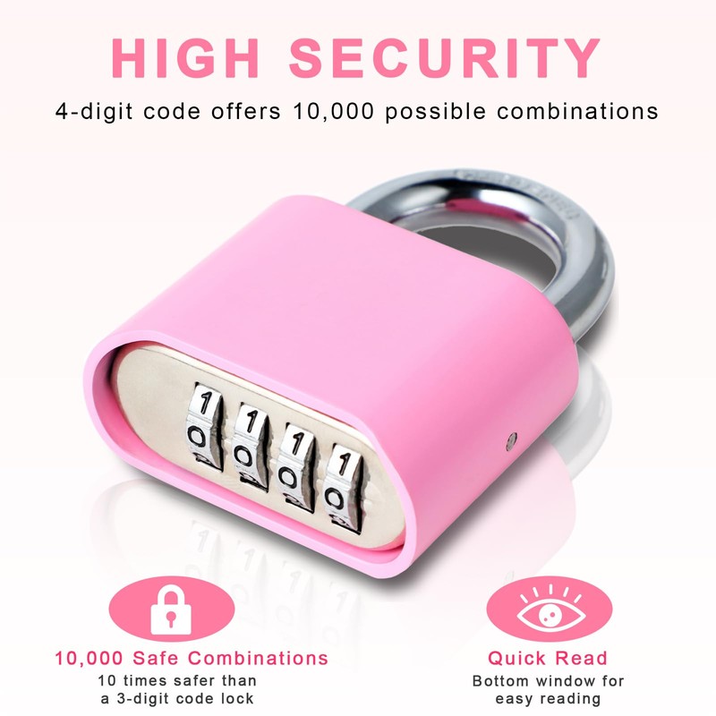 DELSWIN 4-Digit Combination Lock Outdoor Padlock - Heavy Duty Locker