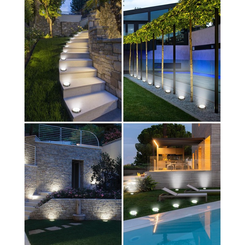 btfarm 16 Pack Solar Lights Outdoor, 8 LED Solar Ground