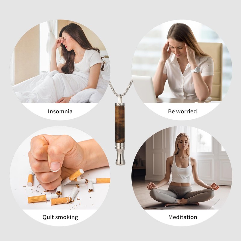 Breathing Necklace with Resistance, Flavoured Air Breathe Necklace Wooden Breathlace