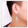 Fusamk Punk Rock Stainless Steel Long Chain Earrings Feather Huggie