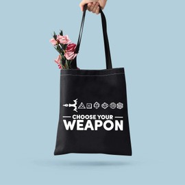PLITI Choose Your Weapon DND Tote Bag Dungeons Tabletop Role Playing Gamer Gift Dragons D20 RPG Gaming Gift (Choose your dice TGblU)