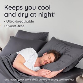 Bambaw 100% Viscose Derived from Bamboo Pillowcases Standard Size – Set of 2 Cooling Pillow Cases Standard Size, Breathable & Soft Pillow Case with Envelope Closure, Anti Acne Pillow Case (Charcoal)