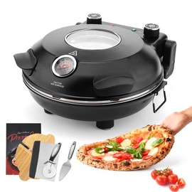 YIBAKE Electric-Pizza-Oven-Indoor, 12 Inches Countertop Cooker,800℉ Electric Pizza Maker, Ceramic Stone, Viewing Window, Black