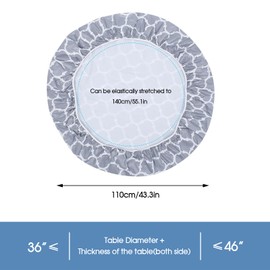 Yeqqzq Round Fitted Vinyl Tablecloth with Elastic Edged, Flannel Backing, Waterproof Wipeable Round Table Cover for Indoor and Outdoor
