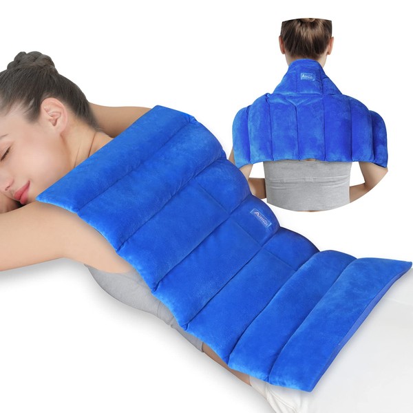 Atsuwell Large Microwave Heating Pad for Back Pain Relief, 22x13" Full Back Heat Pad Microwavable with Warm and Cold Compress Therapy for Cramps, Stomach Ache, Sore Muscle, Joint Pain and Fatigue