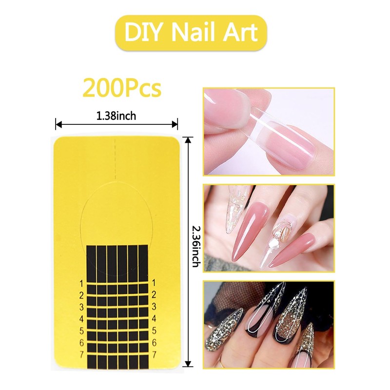 200 PCS Nail Forms for Acrylic Nails, Rectangle Acrylic Nail