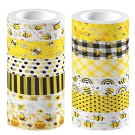 Juego de 12 rollos de cinta Washi de abeja, diseño de abejas amarillas, para decoración de álbumes de recortes, accesorios de diario artístico y proyectos de manualidades