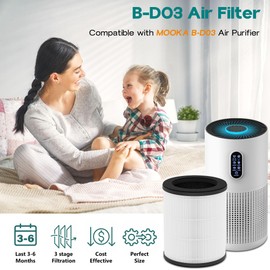 GoKBNY 2-Pack B-D03 Replacement Filter Compatible with MOO-KA B-D03 Purifier, 3-in-1 True H13 HEPA Air Filter, with Aromatherapy Tablets