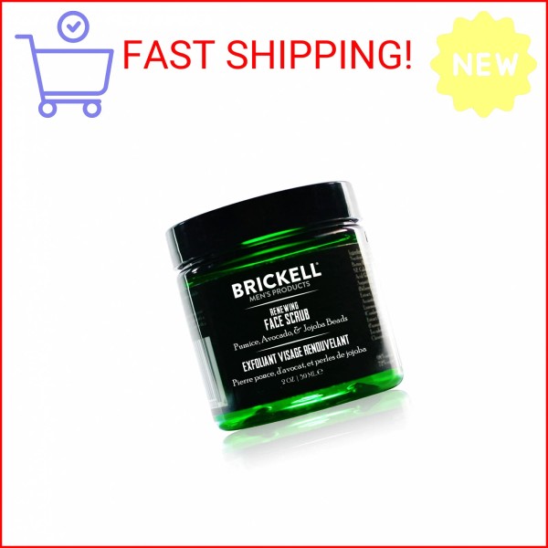 Brickell Men's Renewing Face Scrub for Men, Natural and Organic