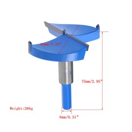 TOP-VIGOR 80mm Forstner Drill Bit, Tungsten Carbide Wood Auger Drill Bit Hole Saw Opener for Woodworking Hinge Hole Drilling Boring Bit Cutter Blue