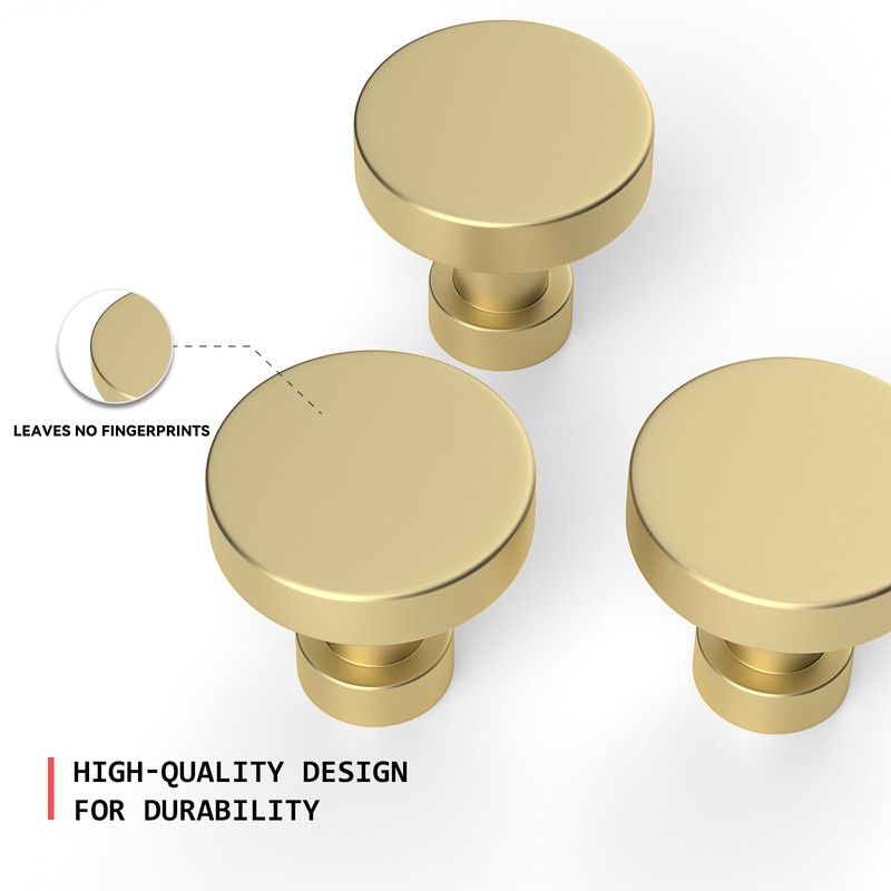 homdiy 30 Pack Brushed Brass Kitchen Cabinet Knobs Gold Cabinet