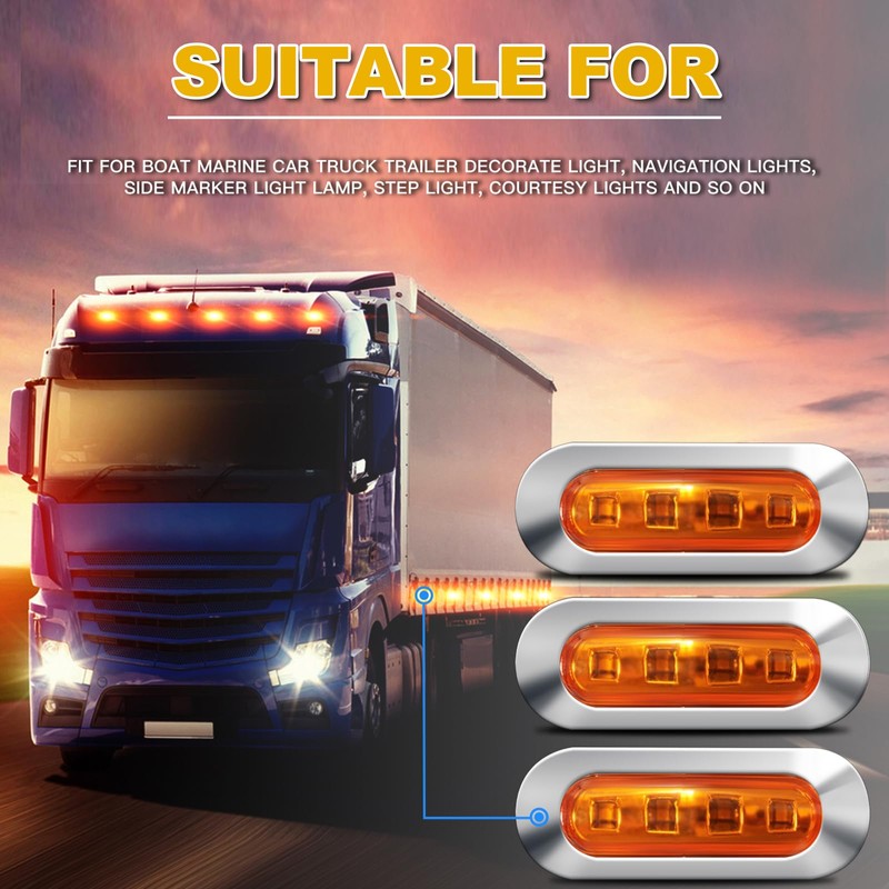 ALFU 40PCS Amber DC 12-24V LED Trailer Lights Side Marker