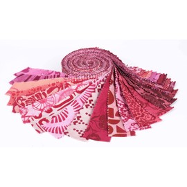 Soimoi 40Pcs Batik Print Precut Fabrics Strips Roll Up 1.5x42inches Cotton Jelly Rolls for Quilting - Pink