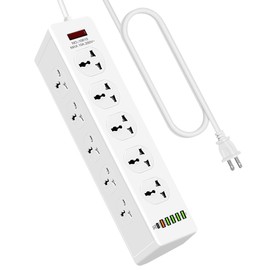 US to Japan Plug Adapter,2 Prong to 3 Prong Outlet Adapter with 10 Outlets,6 USB